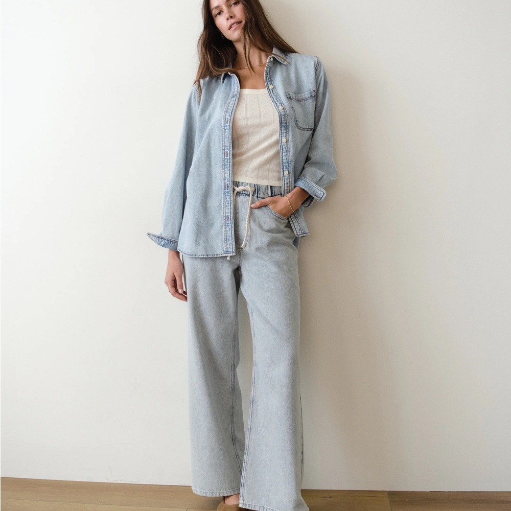 Marine Layer Light Wash Wide Leg Jeans